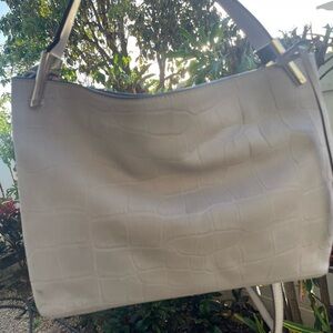 Kate Spade Cream Croc-Embossed Shoulder Bag